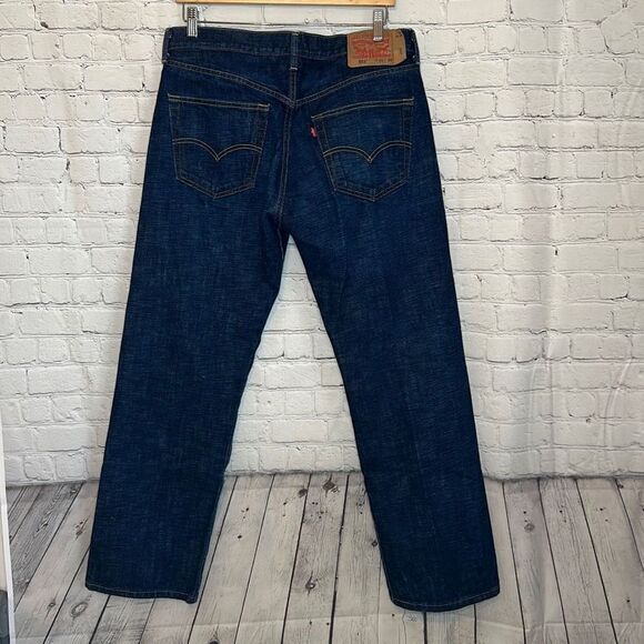 Levis 501 150th Anniversary Edition 5 Button Fly Jeans 36x30 Dark Wash - Picture 6 of 10
